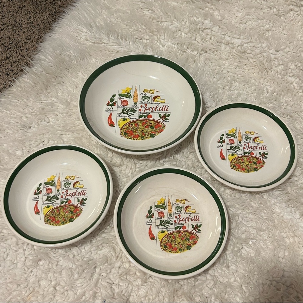 50%offw❤️ Tre Ci, 3 PastaServing Bowl.Made in Italy Sicilia Crazing glaze. Rack